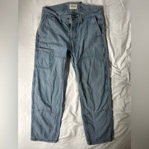 imperfects. indigo hickory stripe courier pant